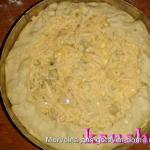Рецепт: Заливной пирог с цветной капустой - с сыром, на кефире